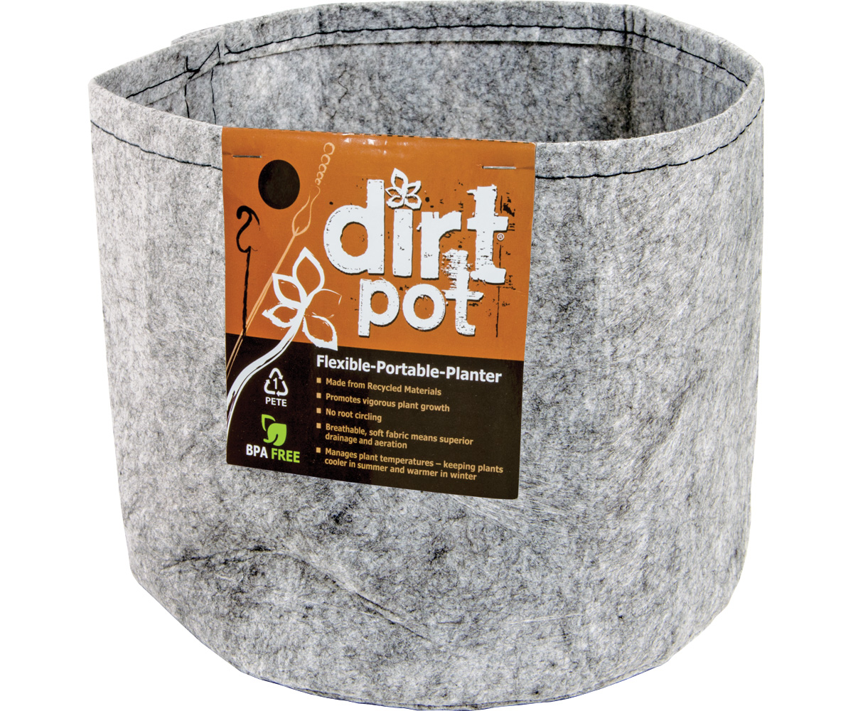Dirt Pot Flexible Portable Planter, Grey, 100 gal, no handles